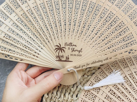 Bulk Wedding Fans With Tassel Wedding Favors for Guests Bridal Sandalwood Fan Summer Party Favor Folding Hand Fan Fans for Outdoor Wedding Etsy