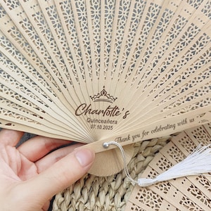 Quinceañera fans with White Tassel Bulk Quinceañera Party Favor Rustic Wedding Favors Fan Personalized Gift Quinceañera Hand Fan Miss Quince