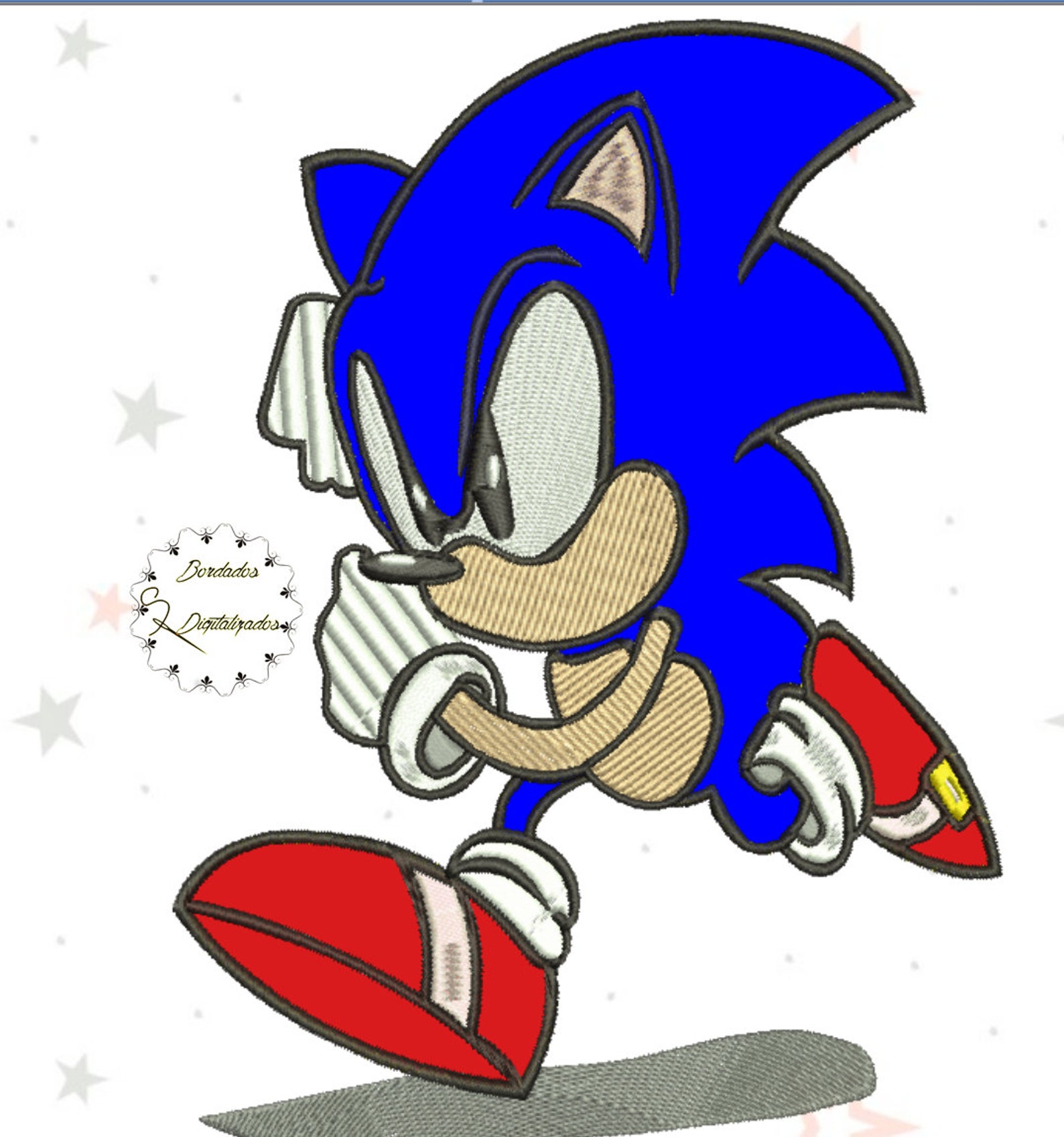 Aplique de bordado sonic 3 tamaos sonic jessecmault applique 3  etsy