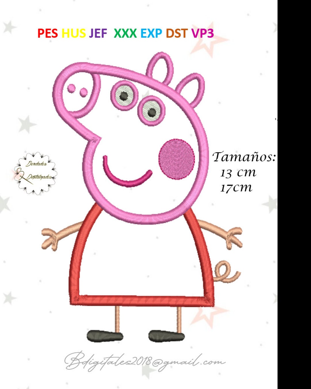 Diseño De Bordado Aplique Peppa Pig 2 Tamaños Embroidery - Etsy Singapore