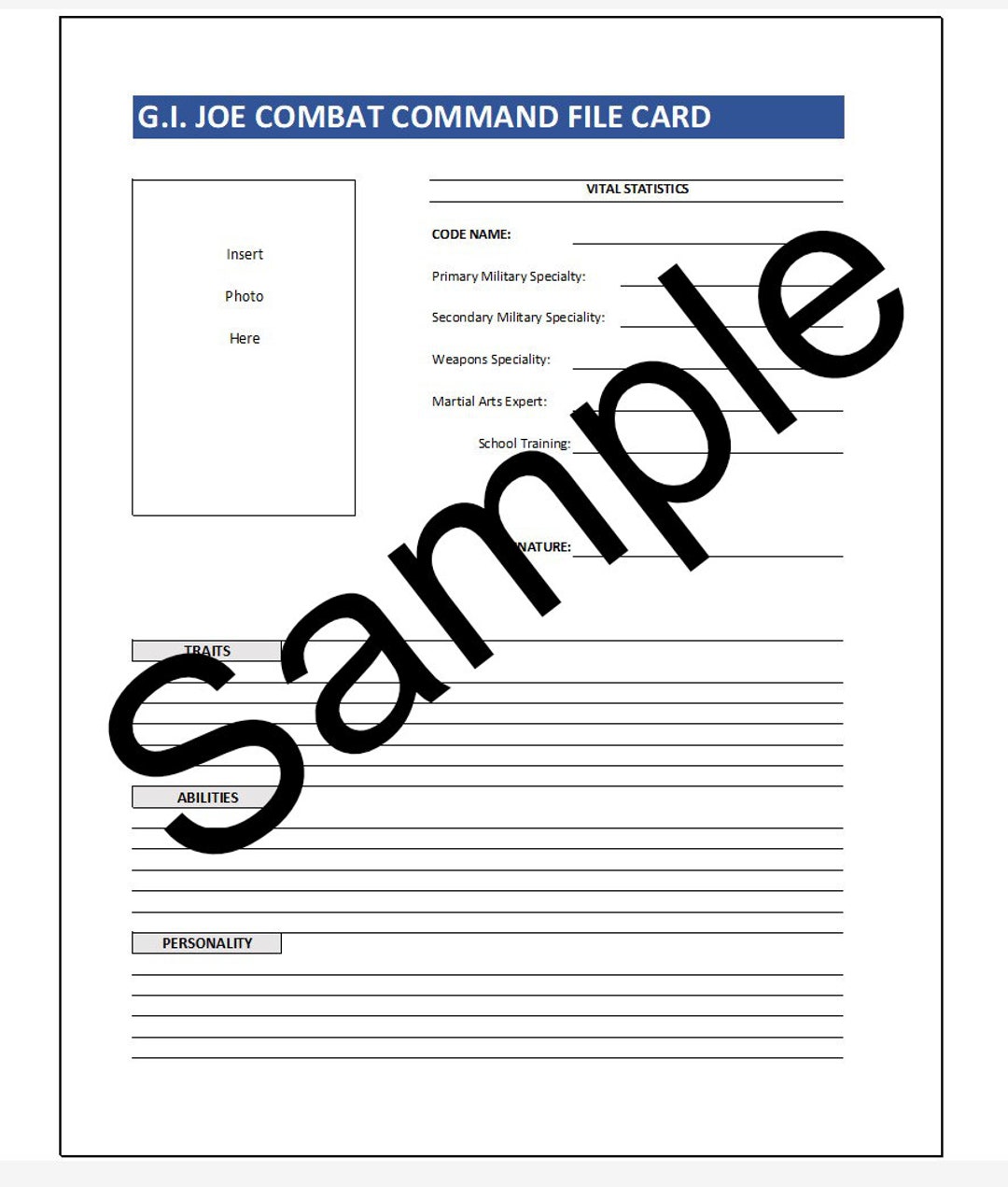 G.I. Joe and Cobra Custom Combat Filecards for Charcter Creation ...