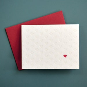 Pixel Perfect Heart |  Minimalist Letterpress Card |  Simple Anniversary Card