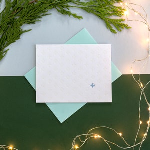 Snowflake Pattern Card | Blank Letterpress Winter Greeting Card, Minimalist Letterpress Holiday Card