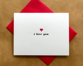 i love you | Minimalist Letterpress Card | Simple Anniversary Card