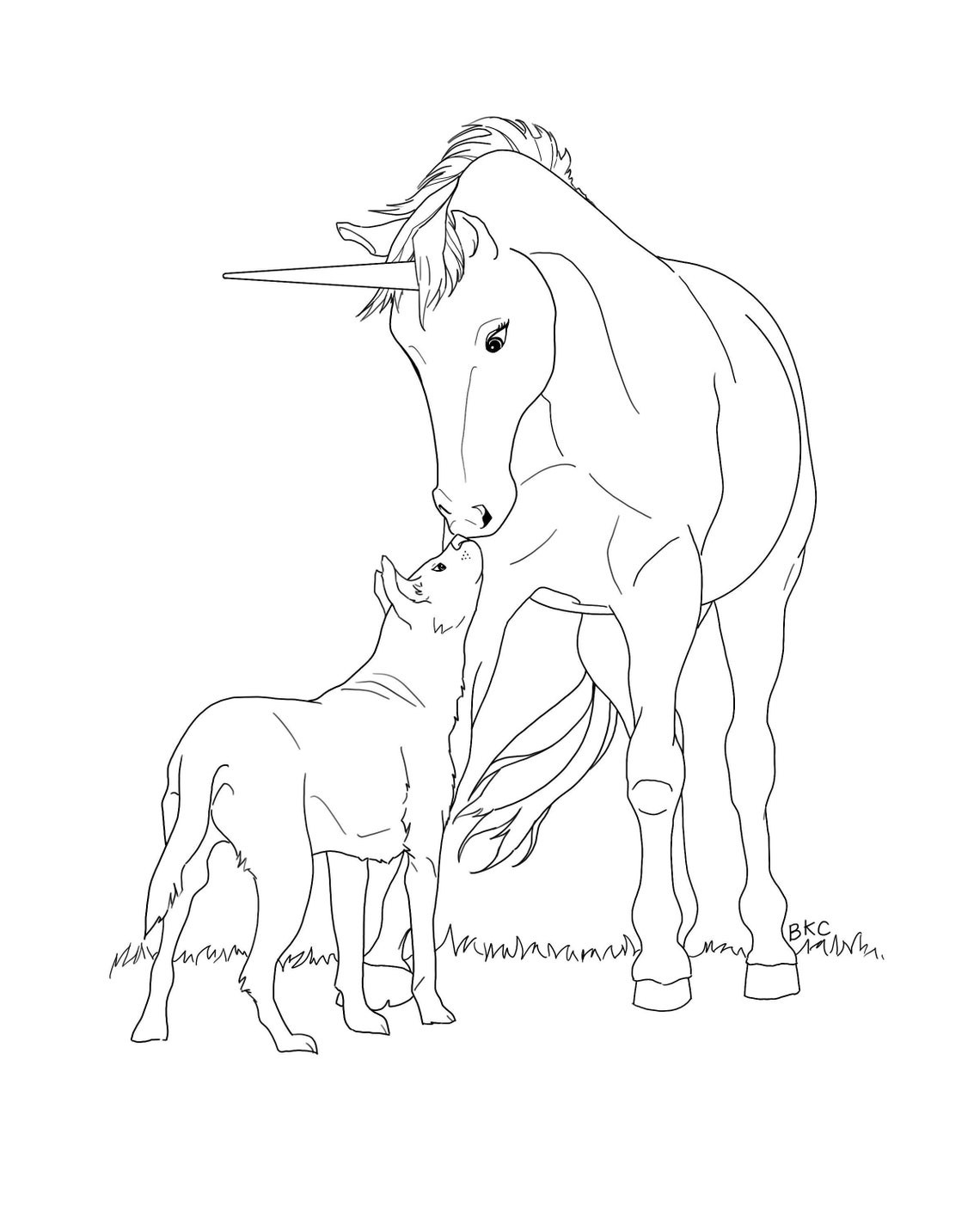 Unicorn & Dog Coloring Page (coloring Book Pages for Adults and Kids ...