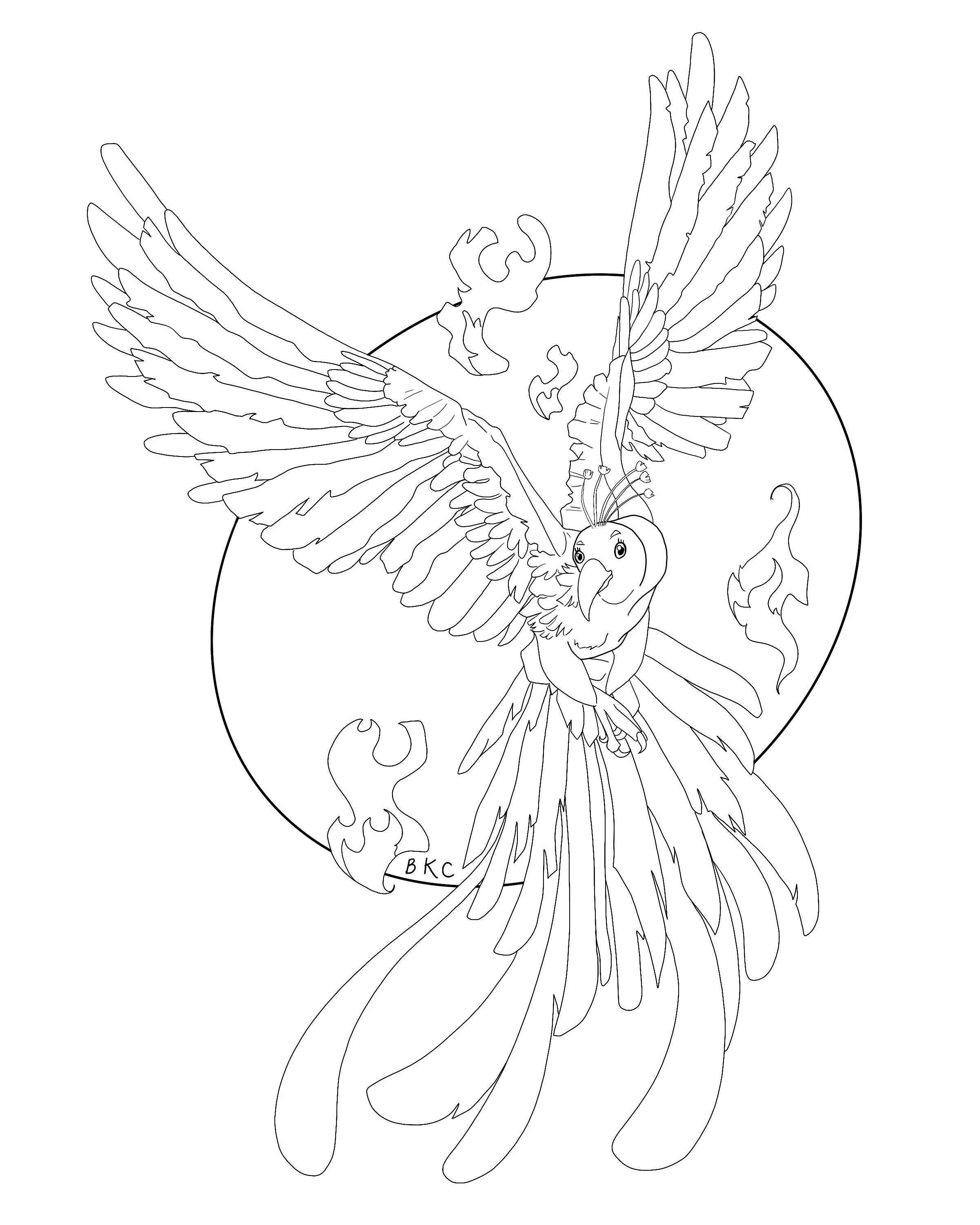 Magical Phoenix Coloring Page coloring Book Pages for Adults and Kids