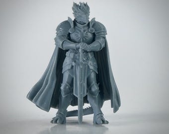 Dragonborn Knight DnD Miniature, Unpainted Resin, 28mm or 32mm