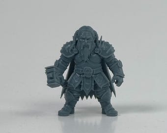 Dwarf Warrior DnD Miniature, Unpainted Resin, 28mm or 32mm
