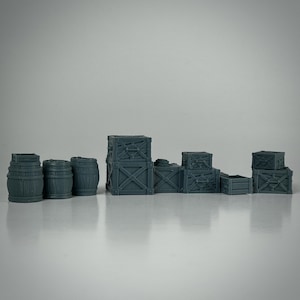Crates and Barrels Mini | 28mm Resin Miniature for DND and Pathfinder | Unpainted RPG Monster for TTRPG & Wargaming