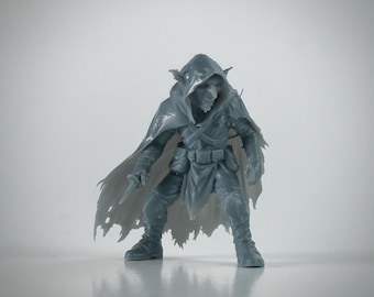 Hooded Goblin DnD Miniature, Unpainted Resin, 28mm or 32mm