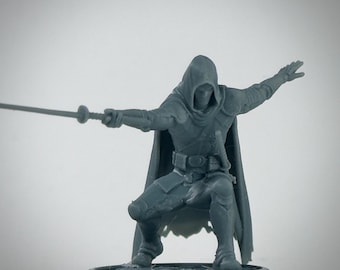 Male Human Rogue DnD Miniature, Unpainted Resin, 28mm or 32mm