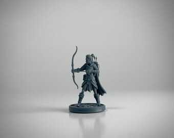 Female Elf Ranger DnD Miniature, Unpainted Resin, 28mm or 32mm