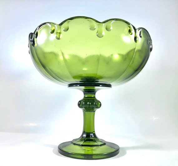 Collectibles Vintage Indiana Glass Avocado Olive Green Teardrop
