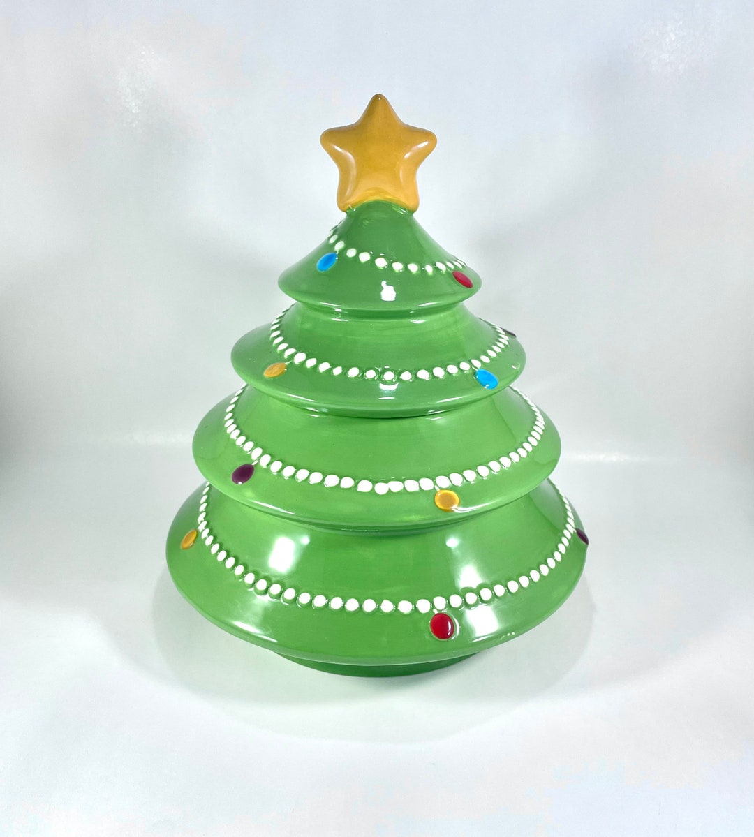 Vintage Christmas Tree Cookie Jar Retro Holiday Decor Pier Etsy