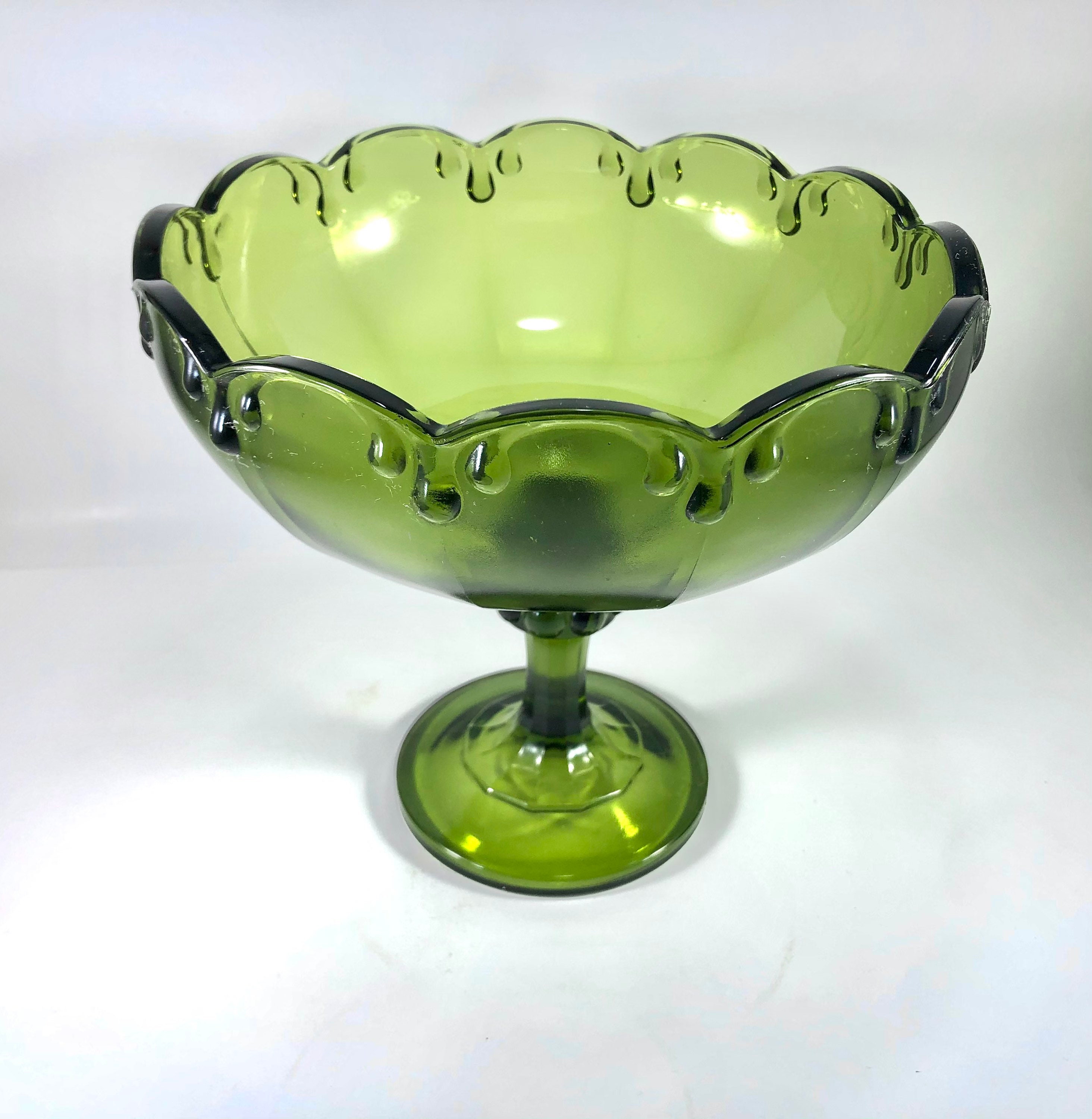 Collectibles Vintage Indiana Glass Avocado Olive Green Teardrop