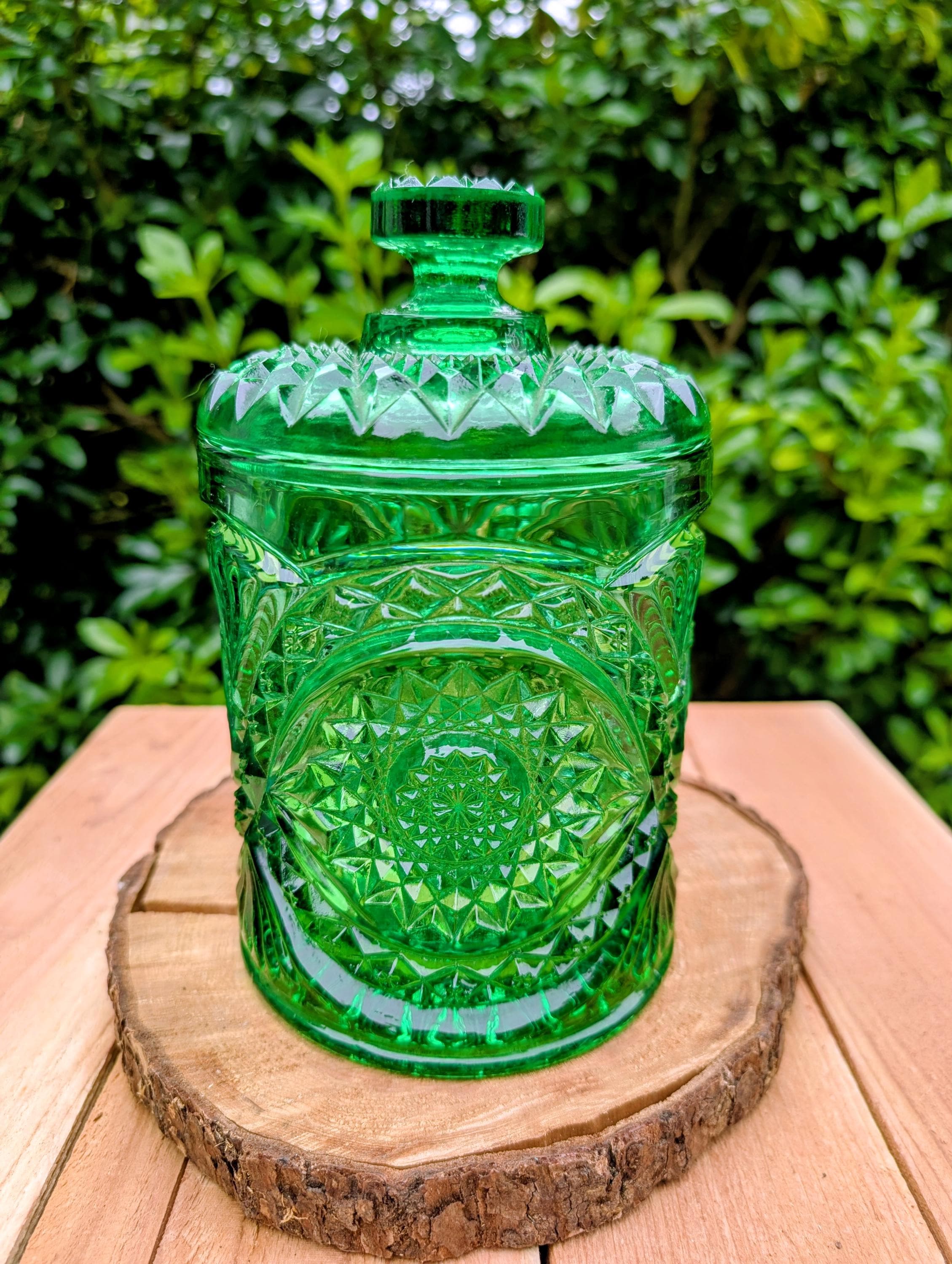 Antique Uranium Glass Cookie Jar - Etsy