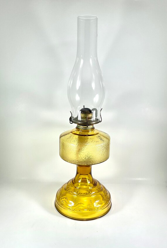 Vintage 1955 P A Risdon Yellow Amber Glass Oil Lamp Base and
