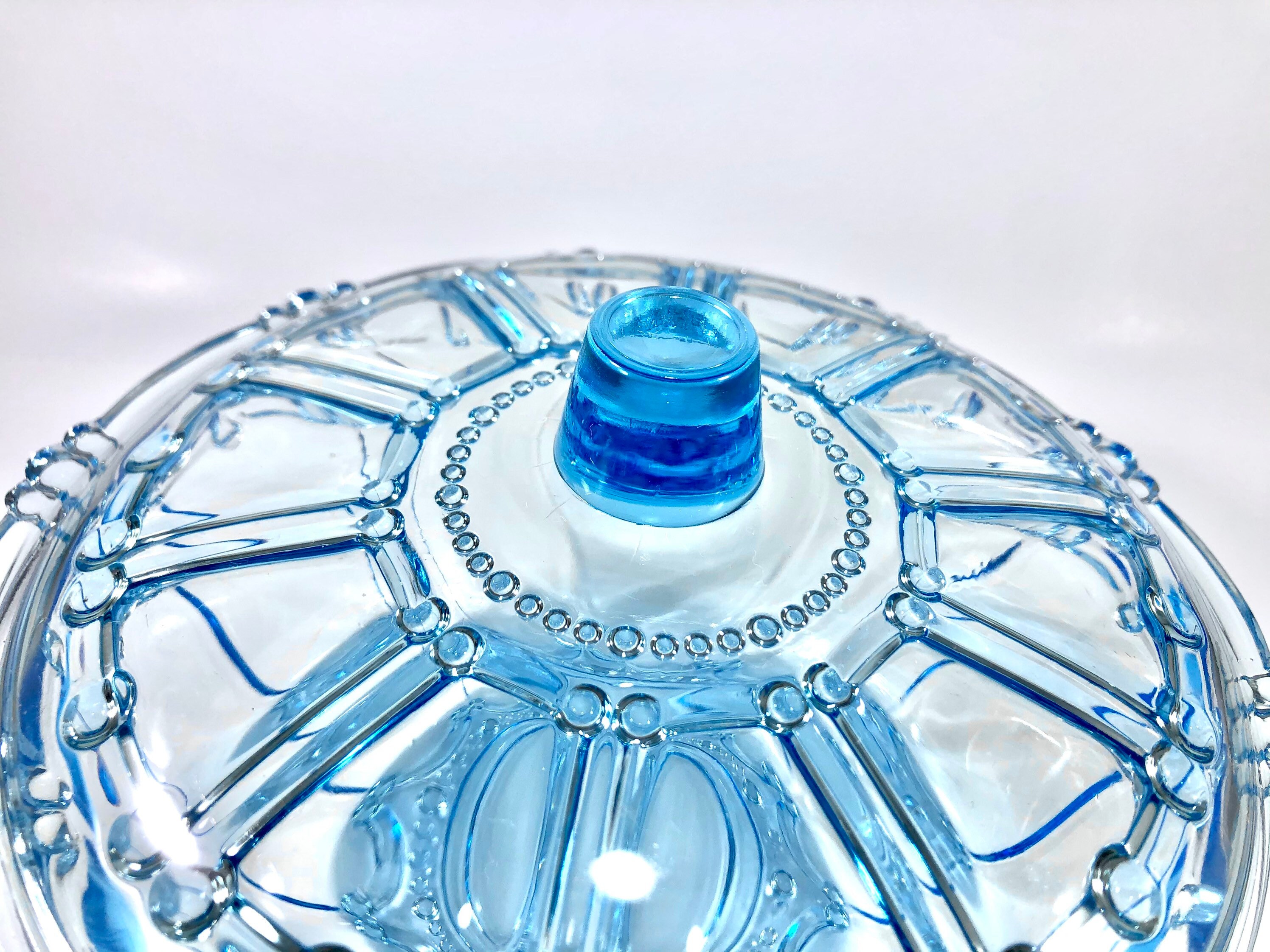 Vintage Light Blue Glass Candy Dish Wagon Wheel Design Etsy