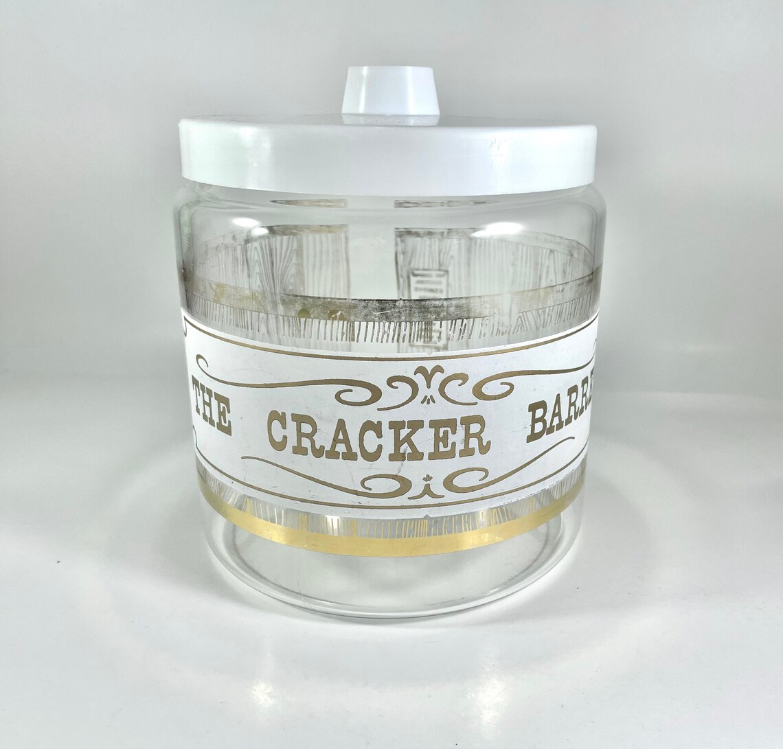 Vintage The Cracker Barrel Canister Plastic Lid retro Kitchen Etsy