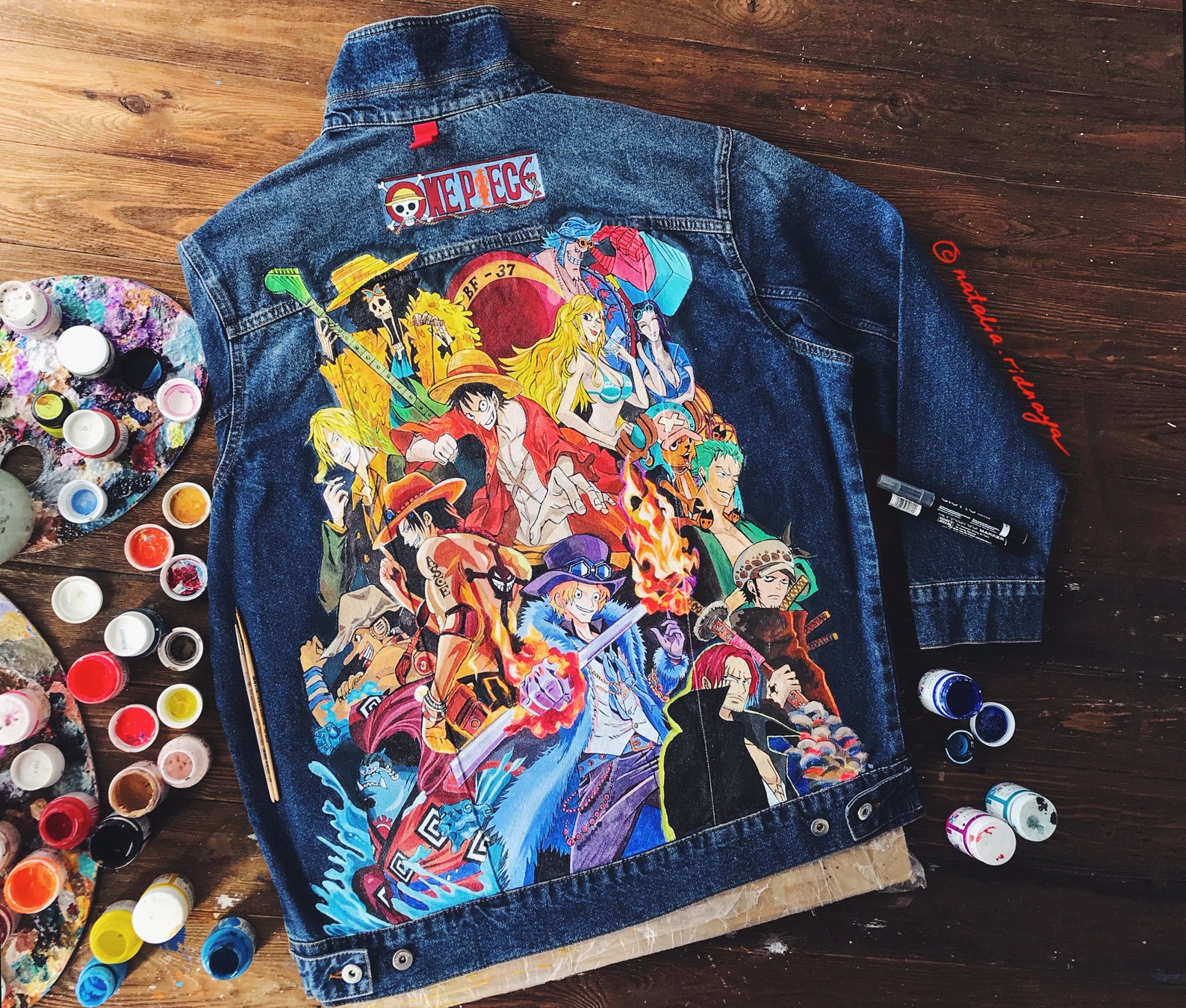 Japanese Anime One Piece hand painted jean jacket customized Etsy