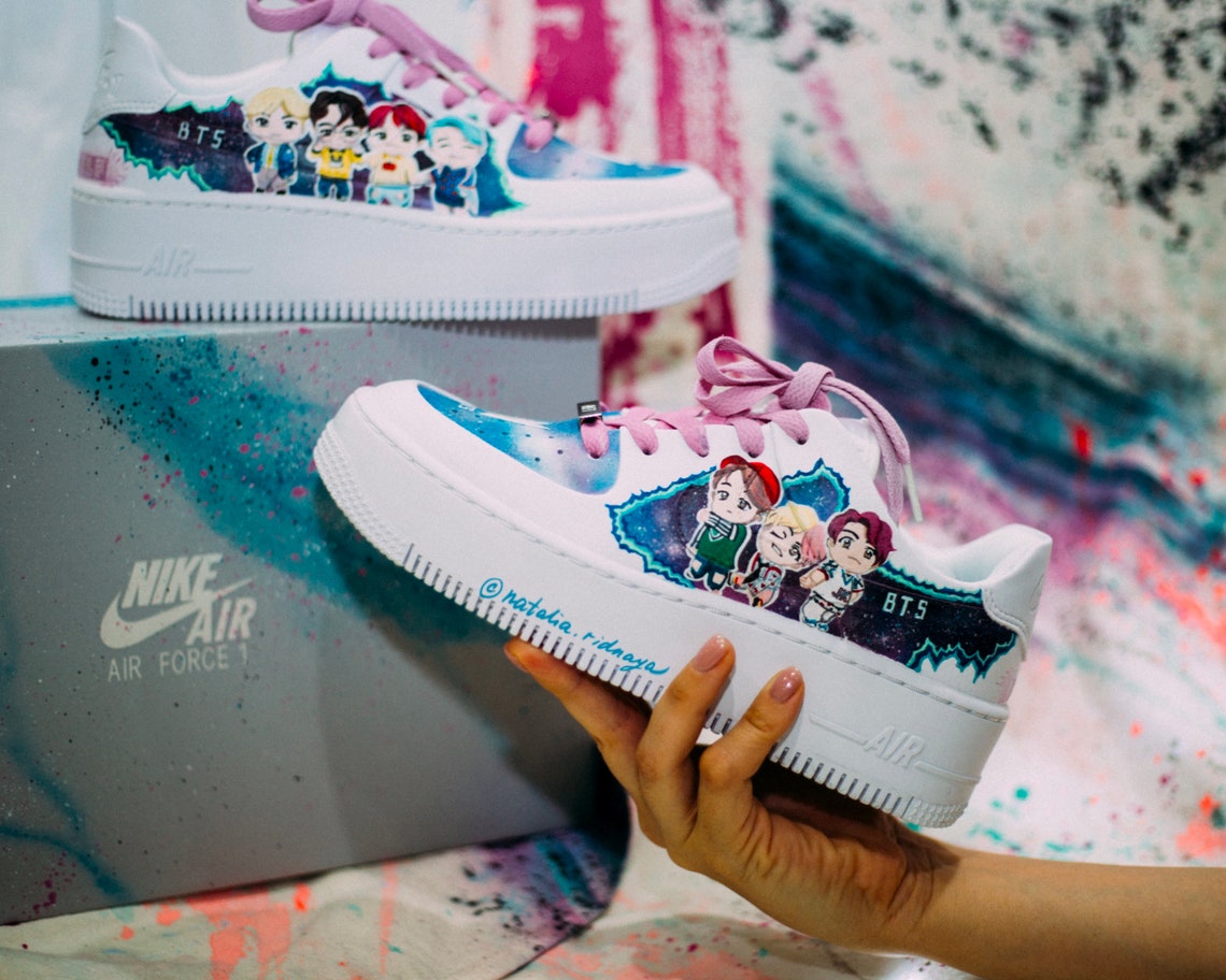 BTS custom painted nike air force 1 women sneakers Customized | Etsy
