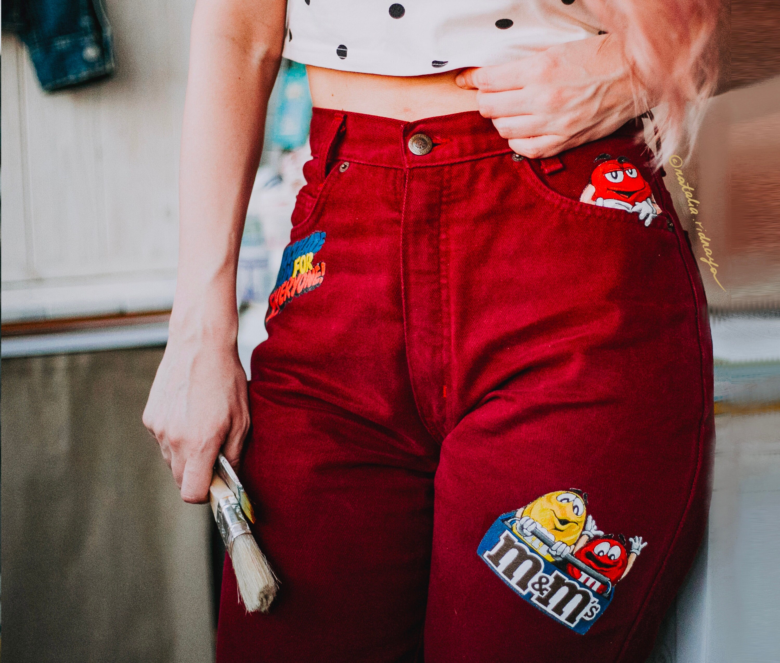 Anime Art Vintage Custom Hand Painted Denim Mom Jeans | Etsy