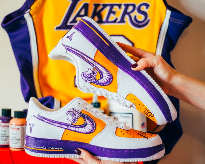 Kobe Bryant custom painted Nike Air Force 1 sneakers Black | Etsy