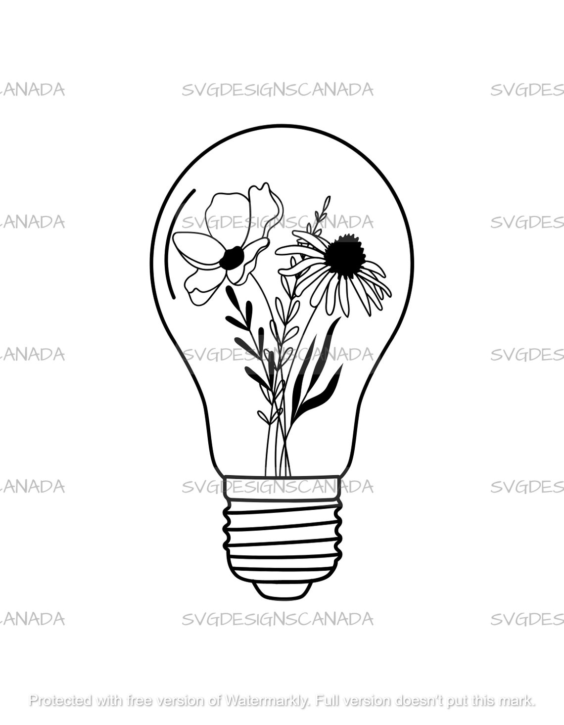 Lightbulb With Flowers Svg Light Bulb Clip Art Floral Bulb Etsy Australia