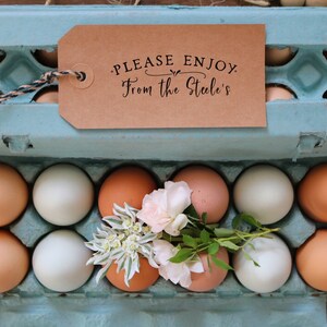 Please Enjoy Rubber Stamp - Egg Carton Rubber Stamp - Farm Stamp - Please Enjoy Baking Stamp - Please Enjoy Chicken Stamp