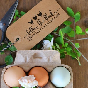 Follow the Flock Social Media Egg Carton Rubber Stamp - Farm Stamp - Chicken Social Media Stamp - Chicken Stamp - Duck Stamp