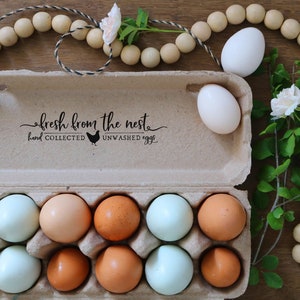 Fresh From the Nest - Sello de cartón de huevo sin lavar - Sello de huevo recolectado a mano - Sello de huevos de gallina - Sello de huevo sin lavar