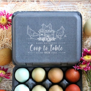 Chicken Rubber Stamp - Egg Carton Stamp - Farm Stamp - Fresh Chicken Eggs - Chicken Custom Stamp - Floral Egg Stamp