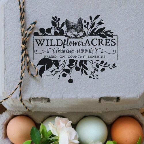 Custom Rubber Stamp Egg Carton Stamp Farm Stamp Fresh Etsy