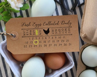 Fresh Eggs Collected Date Stamp - Chicken Eggs Date Gathered Stamp - Hand Gathered Egg Stamp - Chicken Stamp - Fresh Eggs Stamp