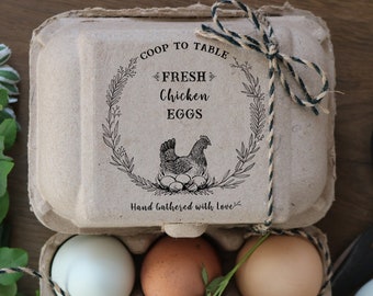 Custom Rubber Stamp - Egg Carton Stamp - Farm Stamp - Coop To Table - Fresh Chicken Eggs