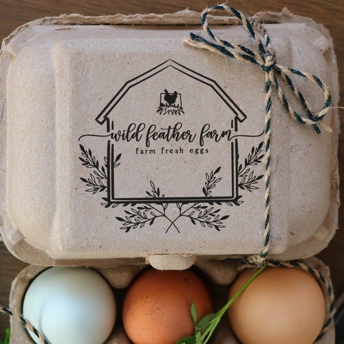 Custom Rubber Stamp Egg Carton Stamp Farm Stamp Etsy
