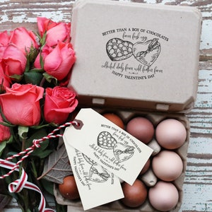 Valentine's Day Fresh Eggs Rubber Stamp - Valentine's Rubber Stamp - Heart Box of Eggs Stamp - Happy Valentine's Day Rubber Stamp