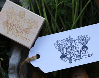 Support Your Local Farmer Rubber Stamp - Egg Carton Stamp - Farm Stamp - Veggie Stamp - Farm Fresh Eggs - Garden Stamp - Local Farmer Stamp