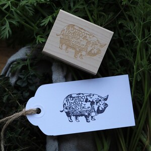 Pig Support Your Local Farmer Rubber Stamp - Egg Carton Stamp - Farming Stamp - Pig Stamp - Local Farmer Stamp - Pig Farmer Stamp