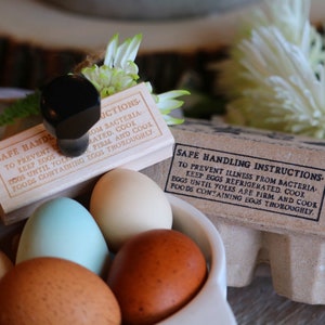 FDA Safe Handling Instructions Rubber Stamp - Egg Safe Handling Stamp - Egg Carton Stamp -Chicken Egg Stamp - Health and Safety Stamp