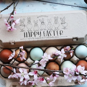 Happy Easter Rubber Stamp - Paashaas Rubber Stamp - Easter Egg Doos Stamp - Happy Easter Rubber Stamp - Gepersonaliseerde Paasstempel