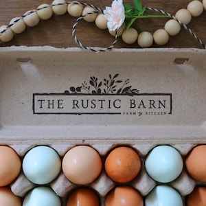 Custom Rubber Stamp - Egg Carton Stamp - Farm Stamp - Fresh Chicken Eggs - Farm to Kitchen Stamp - Floral Egg Carton Stamp