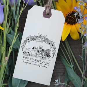 Sello de goma personalizado de camión de flores - Sello de caucho de jardín - Sello de granja de flores - Sello de goma de mercado de agricultores - Sello de jardín personalizado