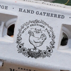 Floral Chicken Nest Rubber Stamp - Henlay Egg Carton Stamp - Farm Stamp - Chicken Stamp - Fresh Chicken Eggs - Egg Stamp - Custom Stamp