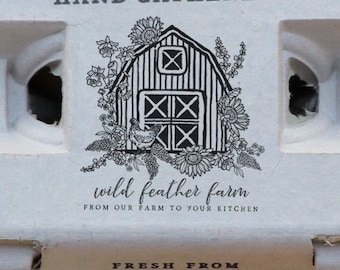 Floral Barn Custom Rubber Stamp - Henlay Egg Carton Stamp - Farm Stamp - Chicken Stamp - Fresh Chicken Eggs - Farmhouse Stamp - Custom Stamp