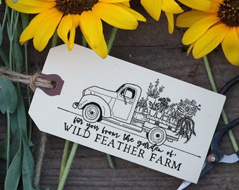 Flower Truck Custom Rubber Stamp - Garden Rubber Stamp - Flower Farm Stamp - Farmers Market Rubber Stamp - Custom Garden Stamp