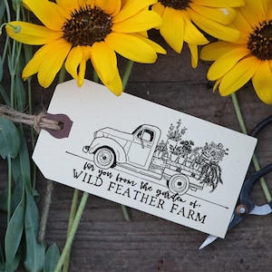 Flower Truck Custom Rubber Stamp - Garden Rubber Stamp - Flower Farm Stamp - Farmers Market Rubber Stamp - Custom Garden Stamp