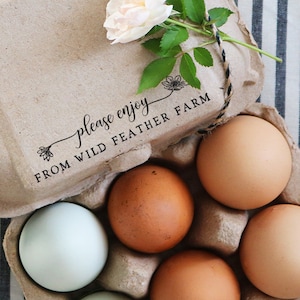 Floral Please Enjoy Egg Carton Rubber Stamp - Farm Stamp - Fresh Chicken Eggs - Chicken Stamp - Homestead Stamp