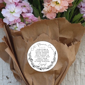 Carimbo de borracha de flores frescas cortadas - Carimbo de instruções de cuidados com flores cortadas - Carimbo de buquê de flores - Carimbo de flores frescas - Carimbo de jardim