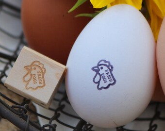 Egg Carton Rubber Stamp - Farm Stamp - Fresh Chicken Eggs - Chicken Stamp - Farm Fresh Eggs - Fresh Eggs Stamp - Chicken Head Stamp